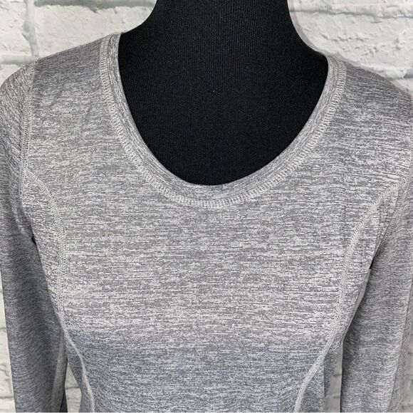 Athletic works Longsleeve scoopneck hi low stripe top w/scrunch sides sz Small - Picture 2 of 12